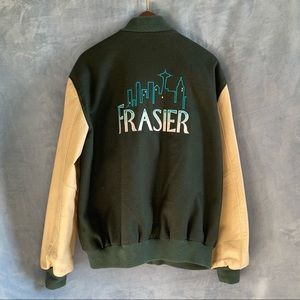 Collectible rare Frasier leather & wool letterman jacket, gift for cast & crew